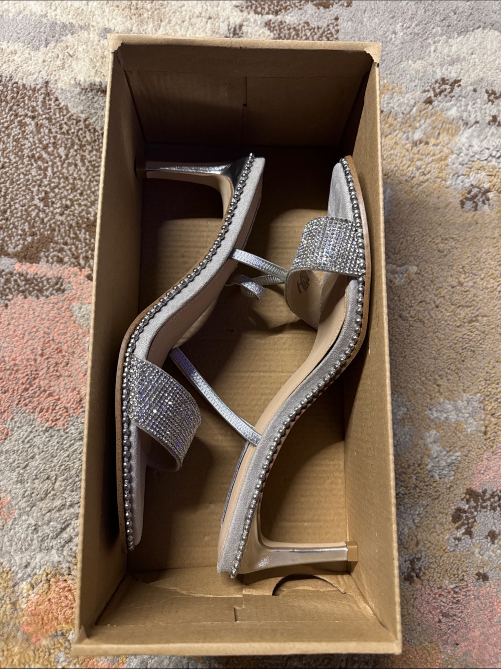 Steve Madden Silver Rhinestone Slingback Heels Size 9 - Picture 8 of 8